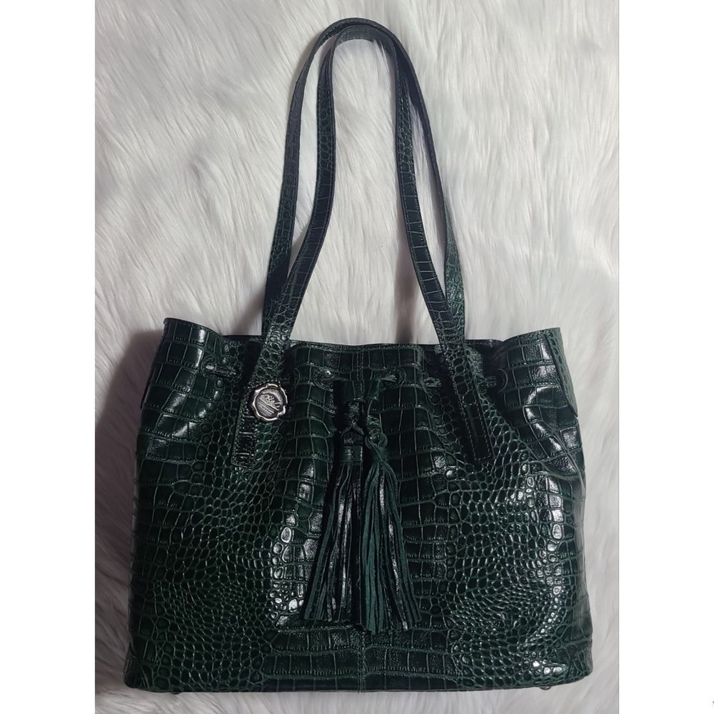 NWT|Patricia Nash|10th Anniversary Whitney Croc Embossed Green Leather Tote